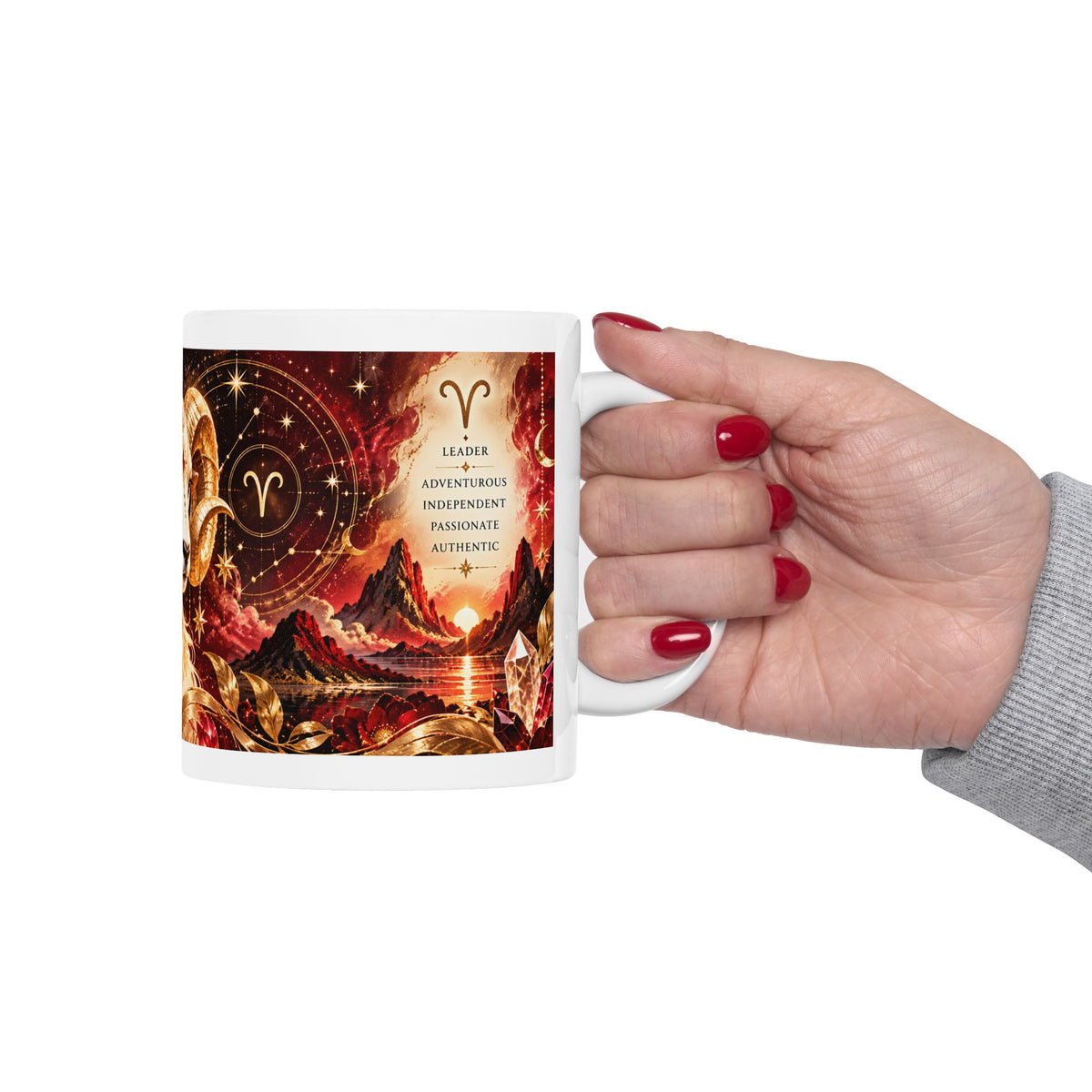 Aries Zodiac Mug – Golden Ram Ceramic Coffee Cup (11oz & 15oz) by Printify