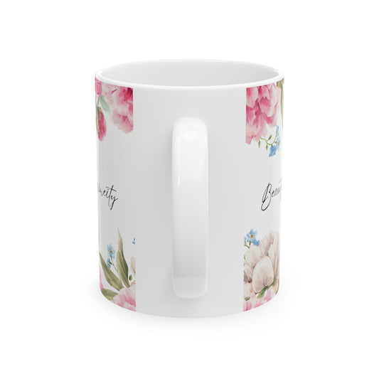 Peony Birth Flower Mug — November Floral Ceramic Coffee Cup (11oz/15oz) by Printify
