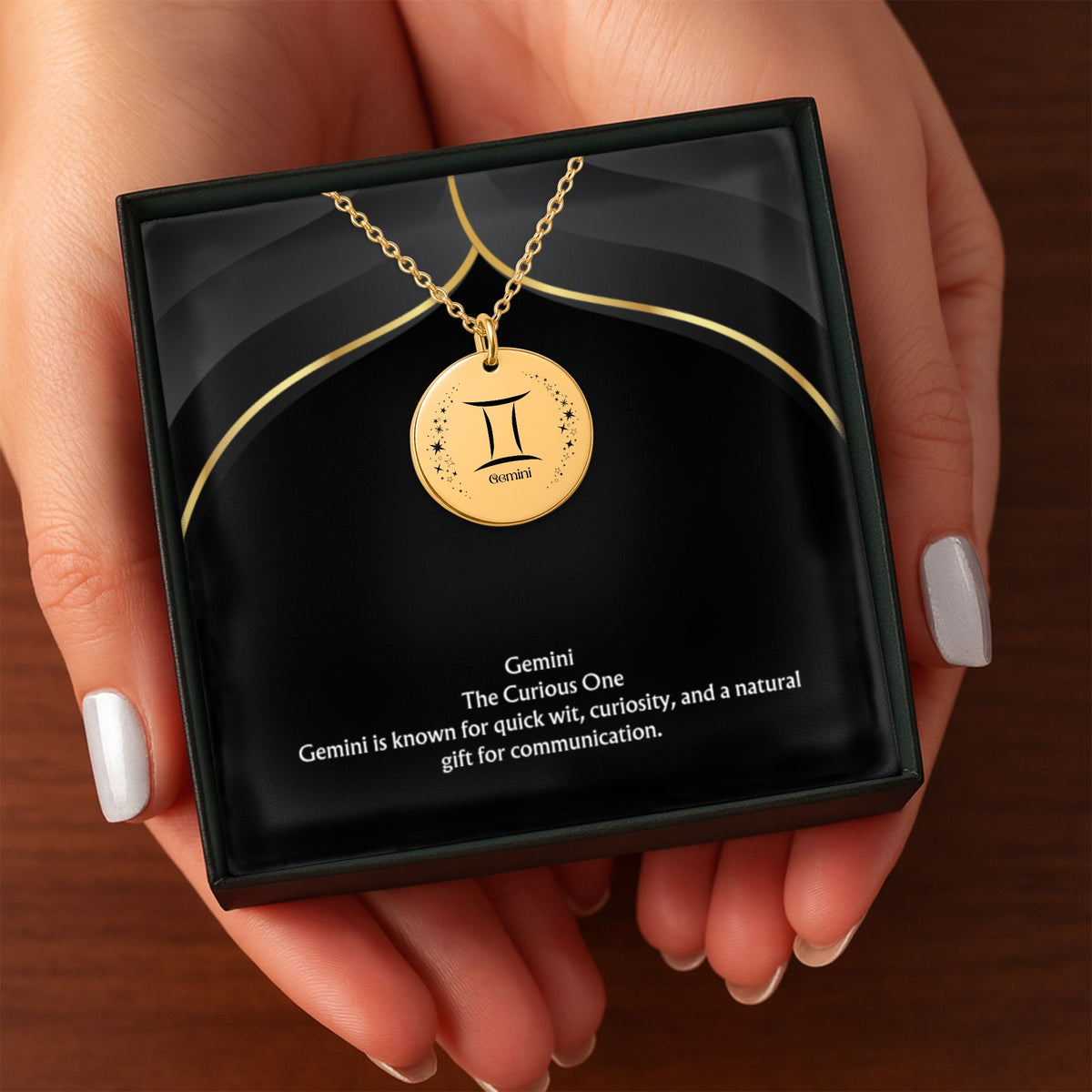 Gemini Engraved Coin Necklace | Personalized Zodiac Jewelry by OwnPrint