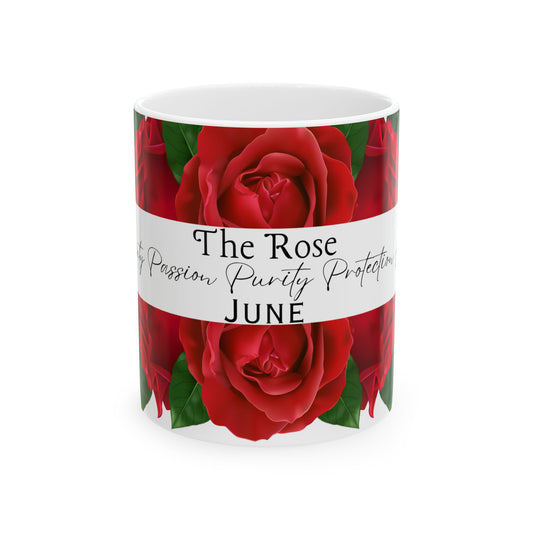 June Birth Month Rose Mug — "The Rose" Birthstone Floral Coffee Cup (11oz, 15oz) by Printify