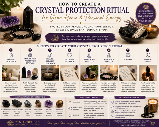 Crystal protection ritual for home and personal energy featuring Black Obsidian, Black Tourmaline, candles and spiritual self-care