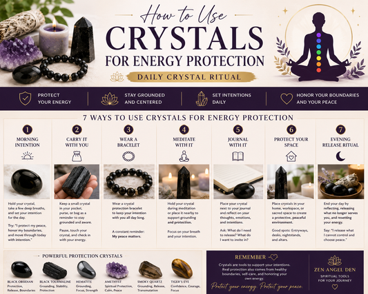 How to use crystals for energy protection with Black Obsidian, Black Tourmaline and crystal protection bracelet