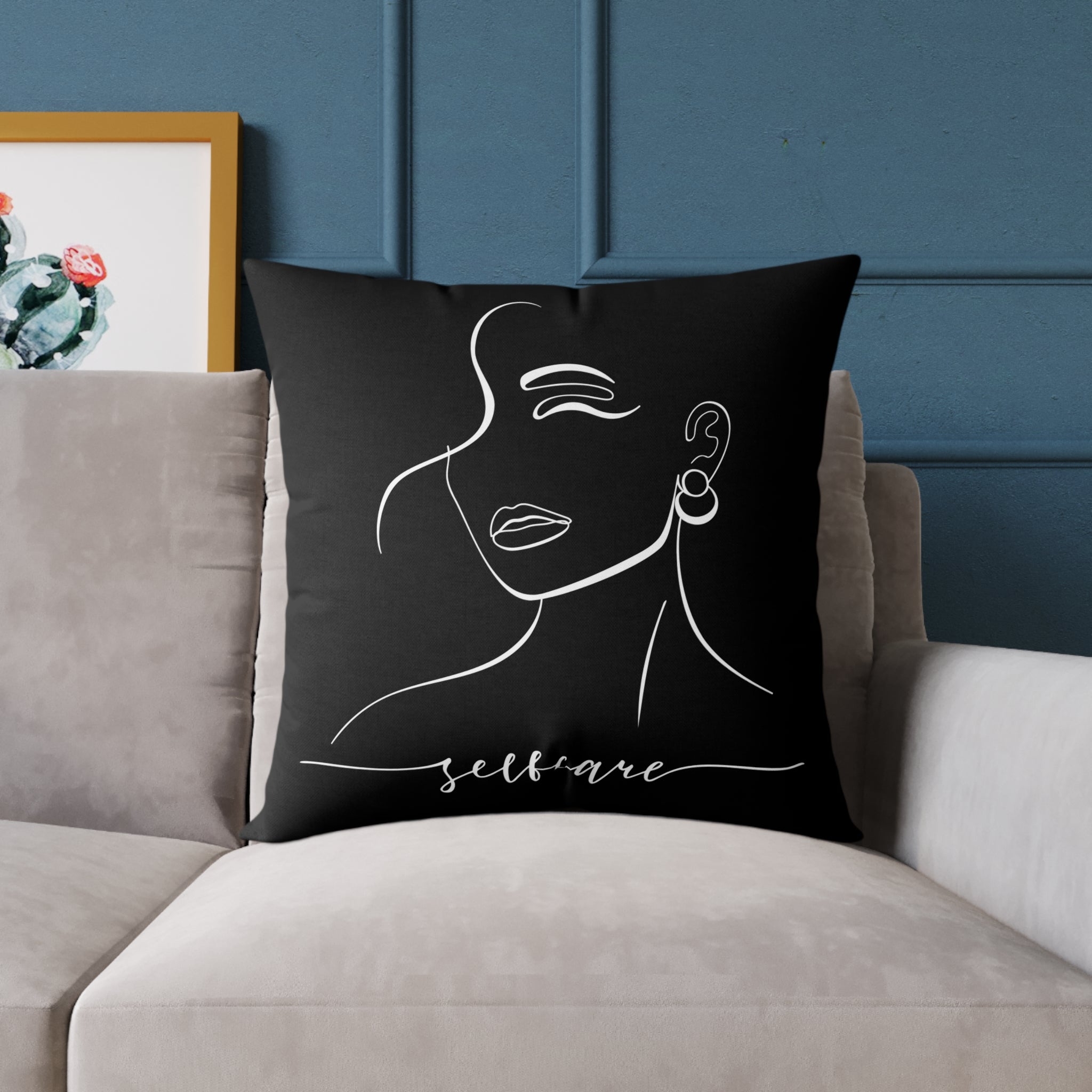 Chic Self-Care Pillow - Modern Decor, Cozy Home Accent, Gift for Wellness Lovers, Affirmation Decor, Inspirational Cushion