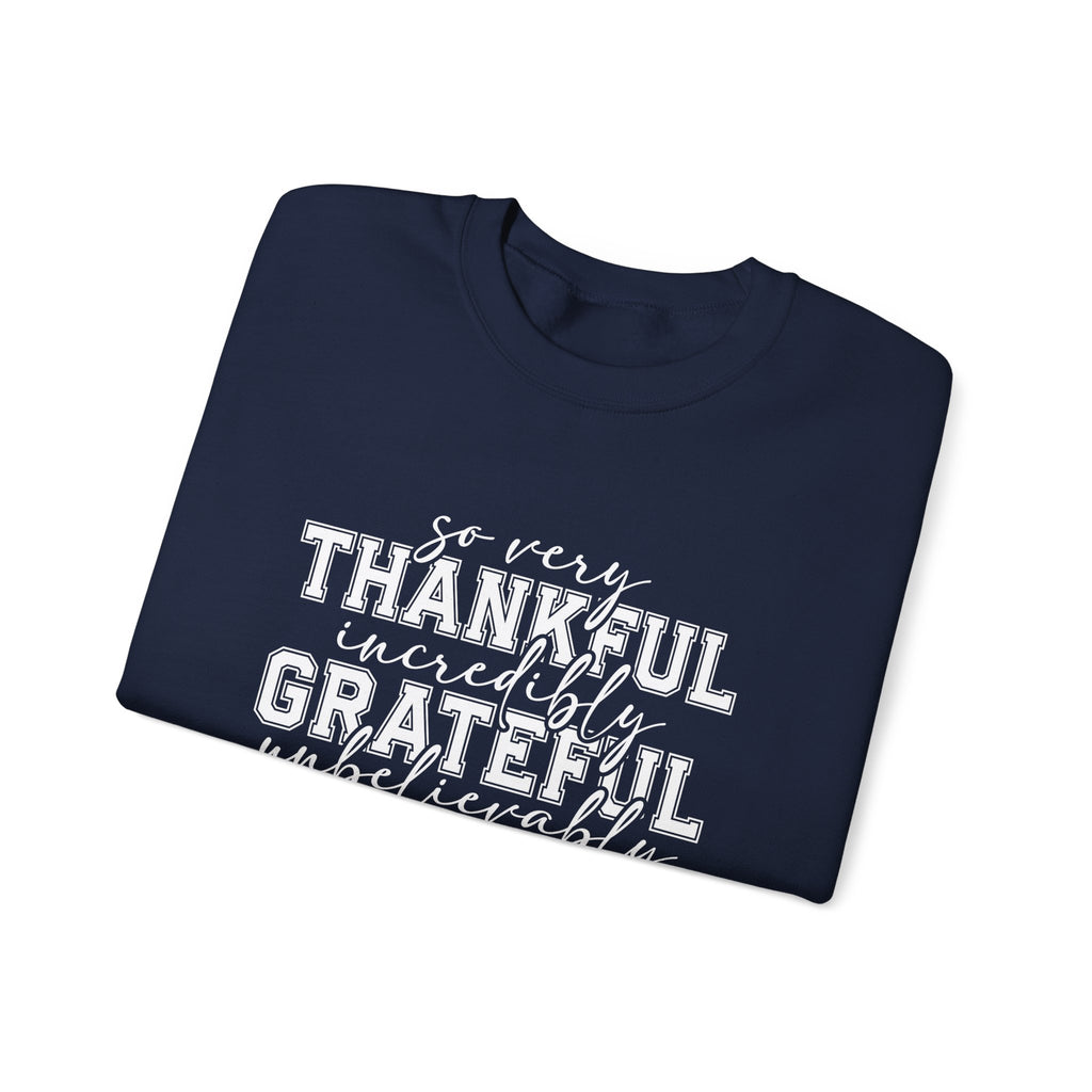 Thankful Grateful Blessed Crewneck Sweatshirt by Printify