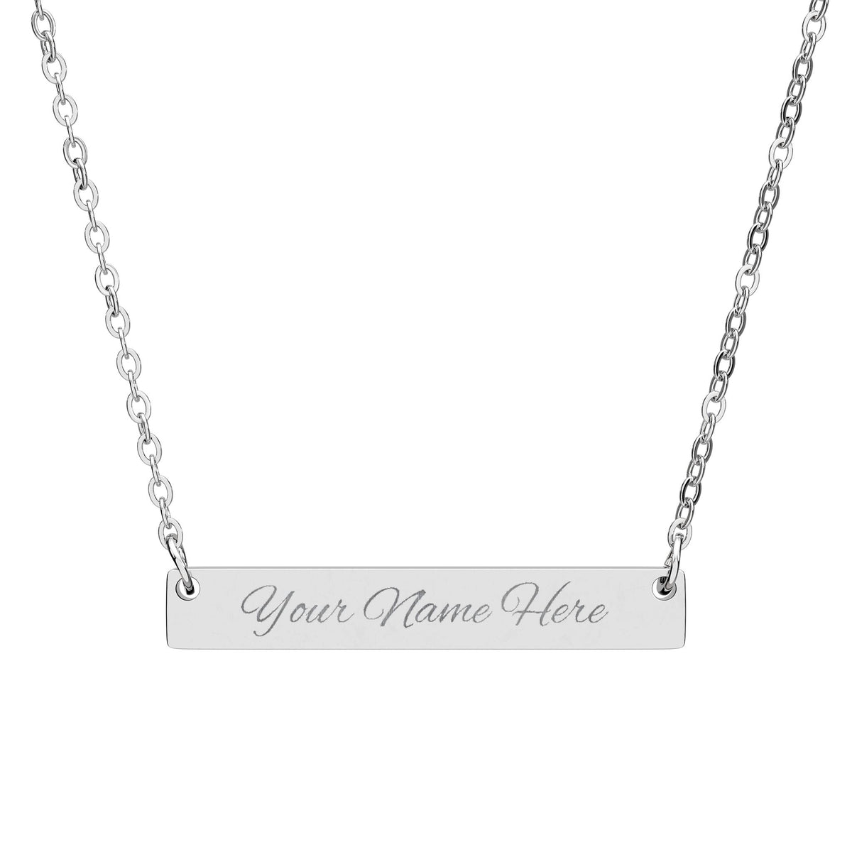 Personalized Name Bar Necklace | Engraved Horizontal Pendant by Printify