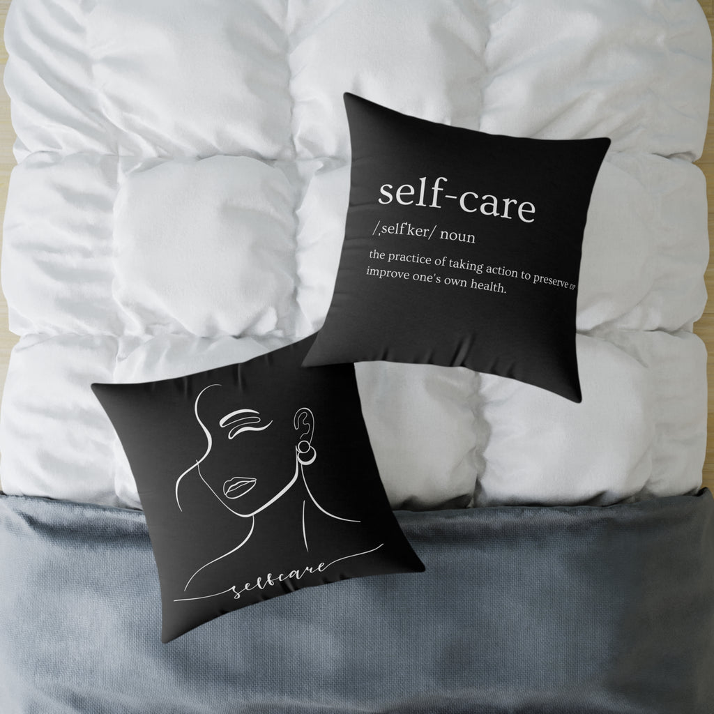 Chic Self-Care Pillow - Modern Decor, Cozy Home Accent, Gift for Wellness Lovers, Affirmation Decor, Inspirational Cushion