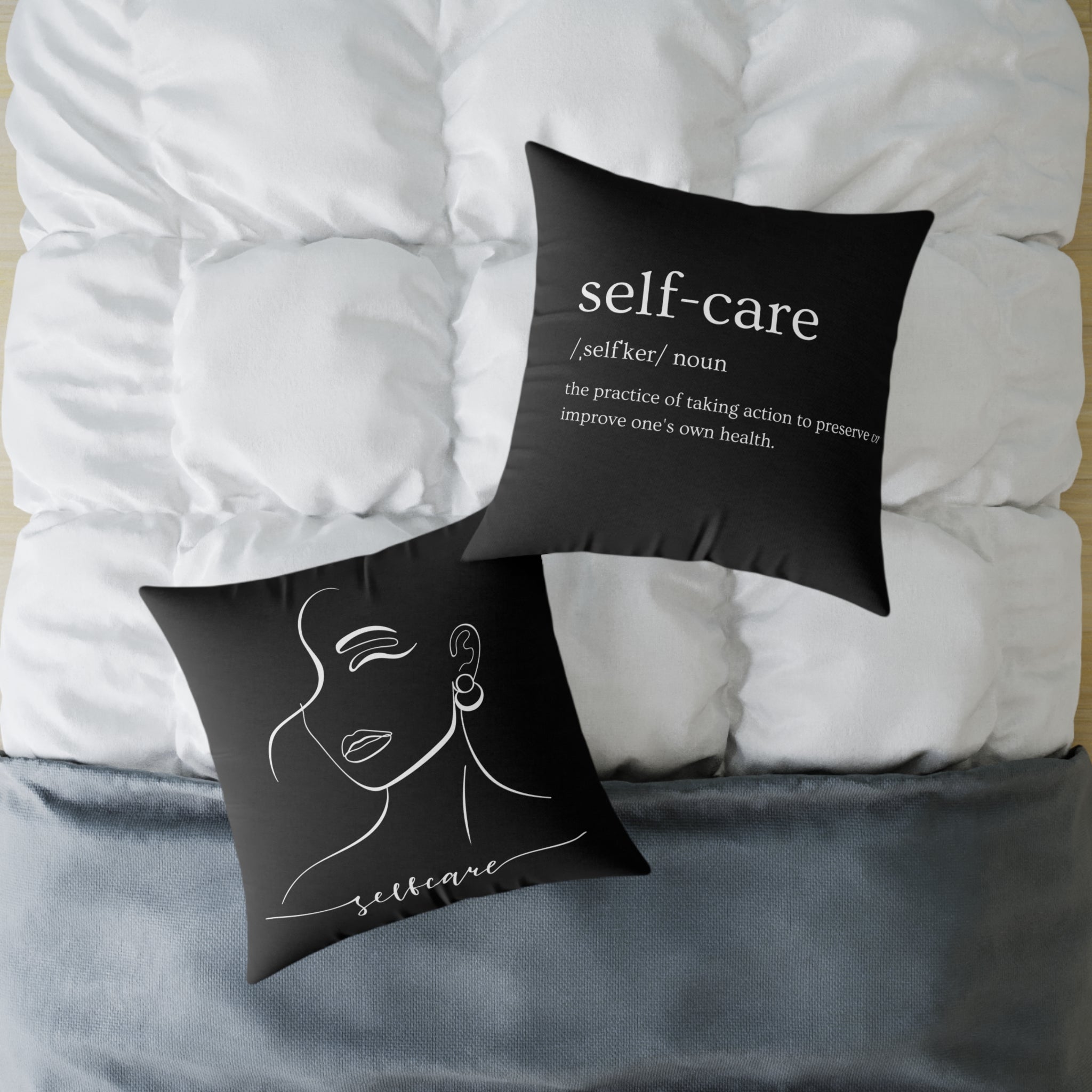 Chic Self-Care Pillow - Modern Decor, Cozy Home Accent, Gift for Wellness Lovers, Affirmation Decor, Inspirational Cushion