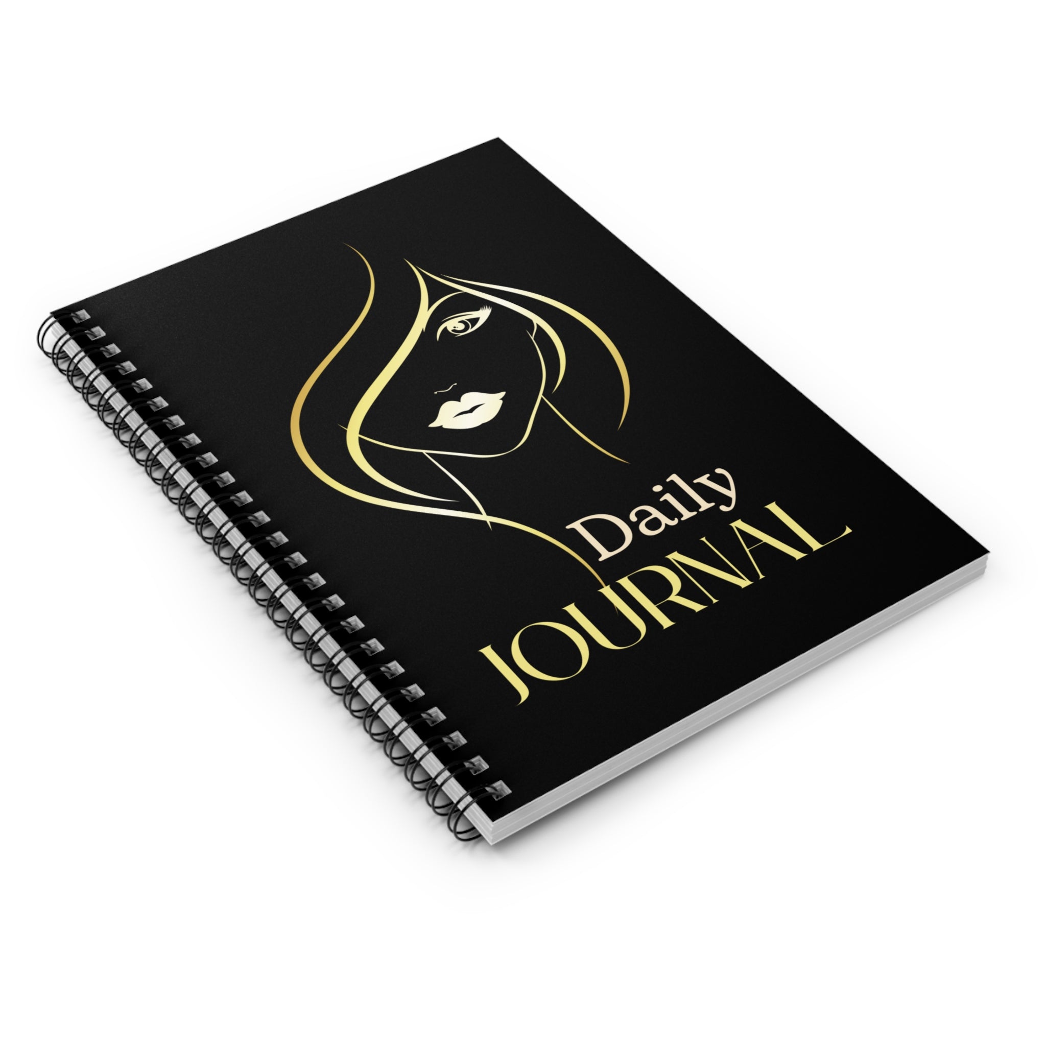 Daily Journal Spiral Notebook — Elegant Gold Femme Cover, Ruled Lined Notebook for Women by Printify