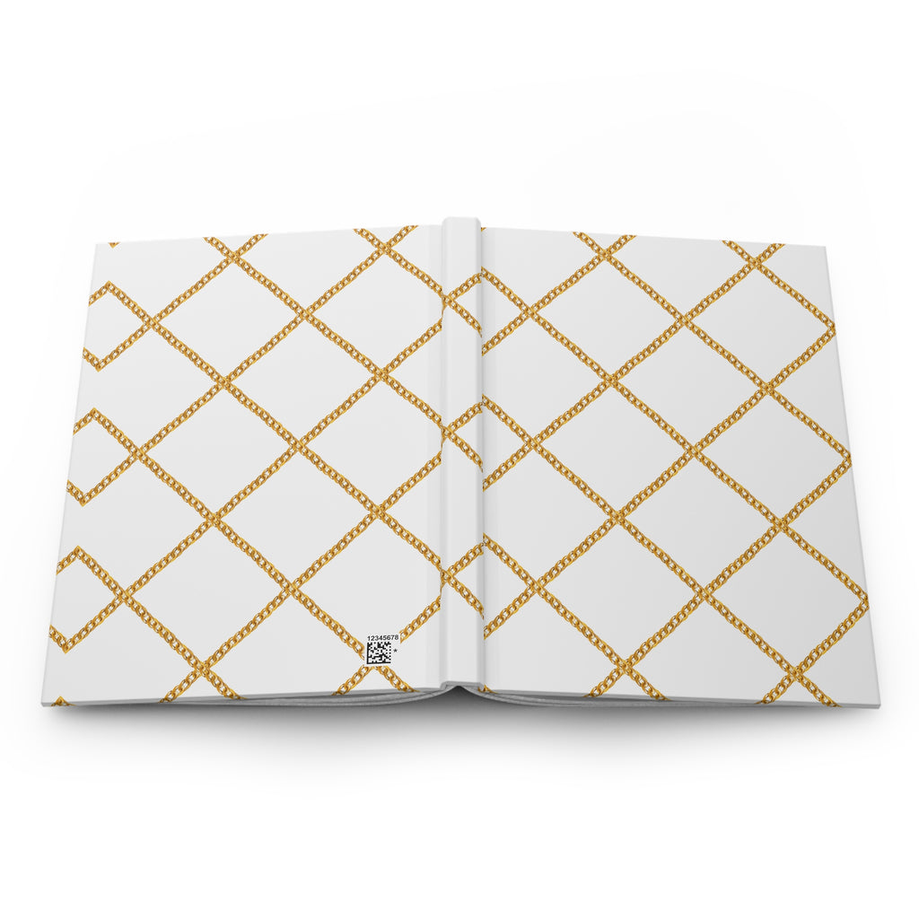 Gold Lattice Hardcover Journal — Elegant Lined Notebook