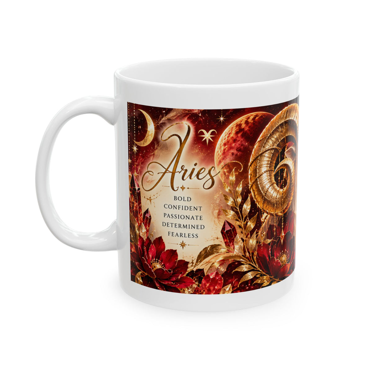 Aries Zodiac Mug – Golden Ram Ceramic Coffee Cup (11oz & 15oz) by Printify