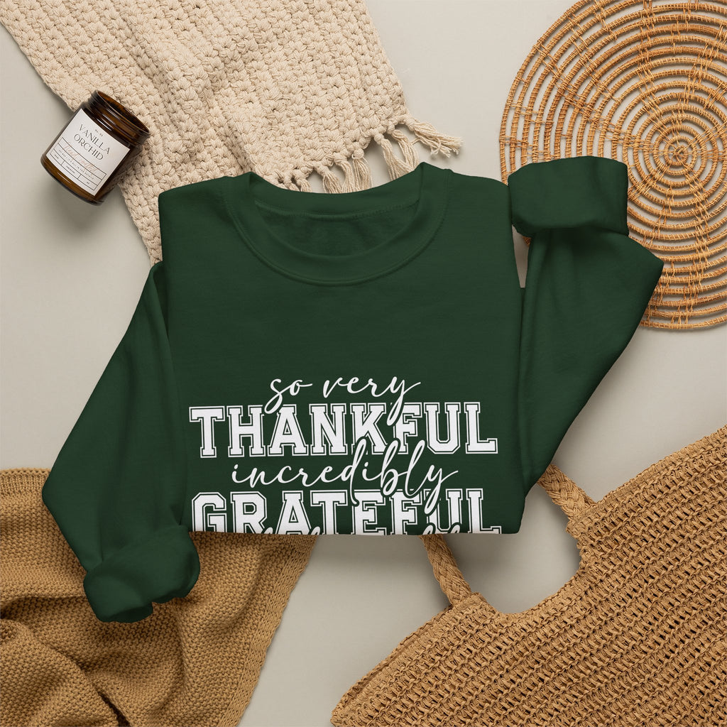Thankful Grateful Blessed Crewneck Sweatshirt by Printify