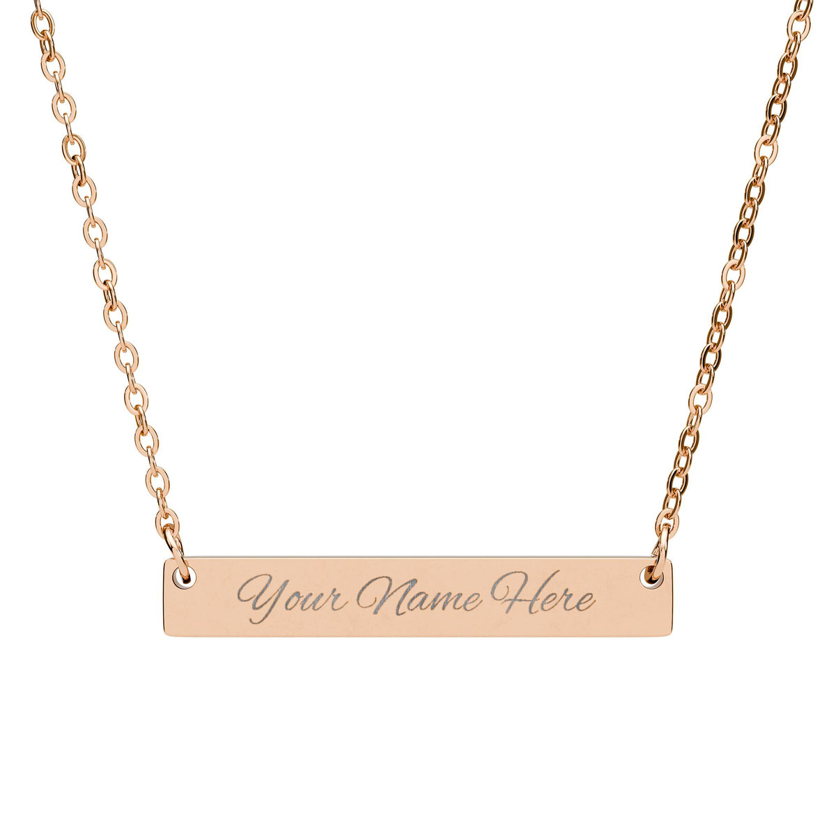 Personalized Name Bar Necklace | Engraved Horizontal Pendant by Printify