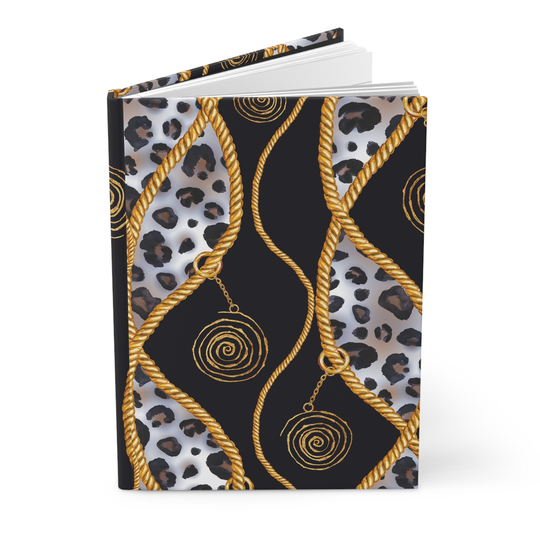 Leopard Rope & Gold Pendant Hardcover Journal — Lined Notebook