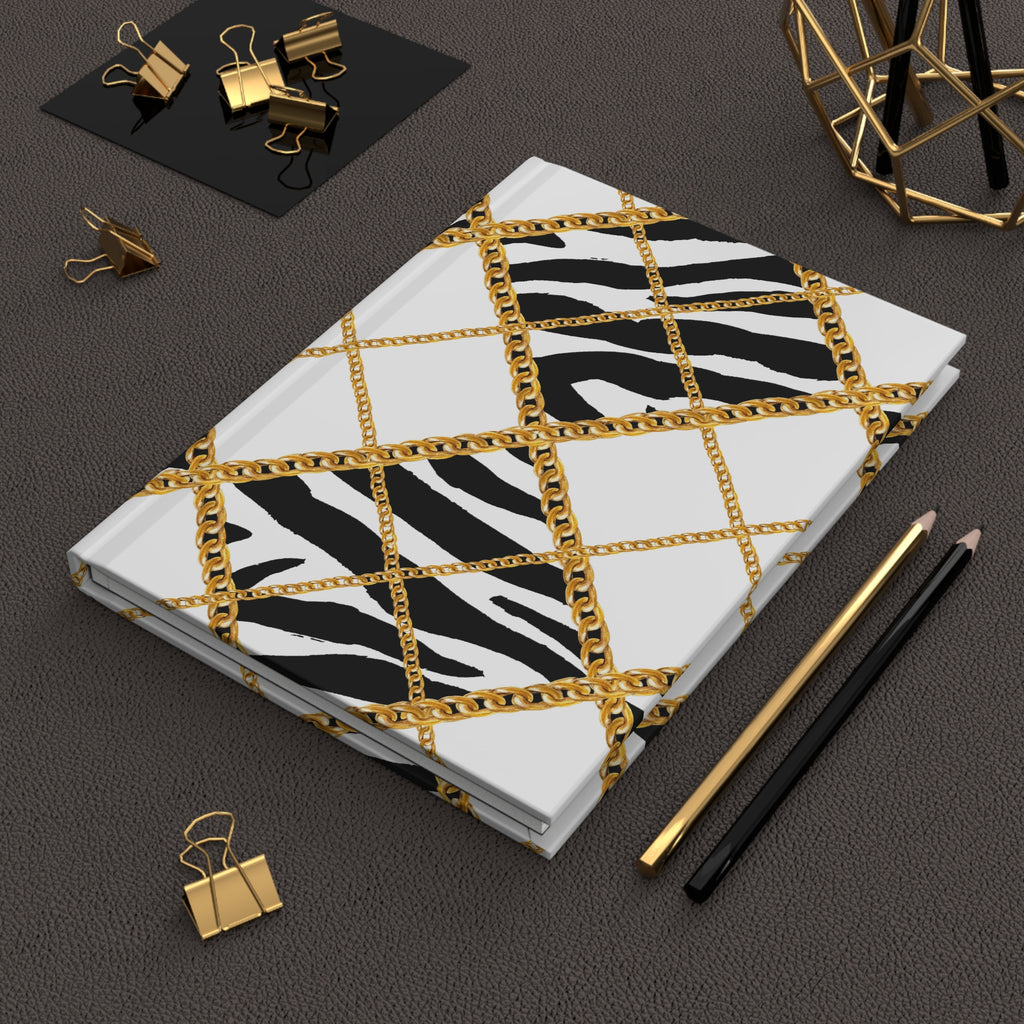 Zebra Chain Pattern Hardcover Journal — Lined Notebook for Chic Notes & Gifts by Printify