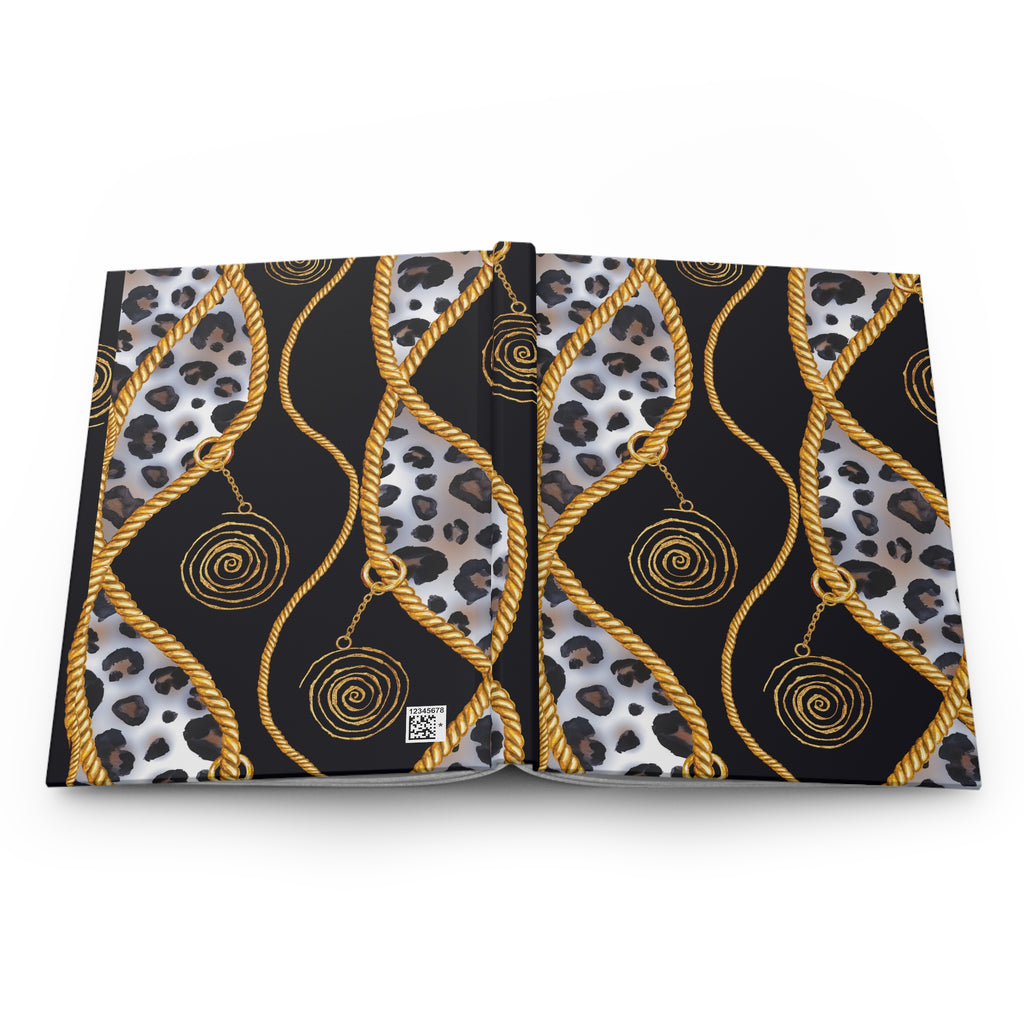 Leopard Rope & Gold Pendant Hardcover Journal — Lined Notebook