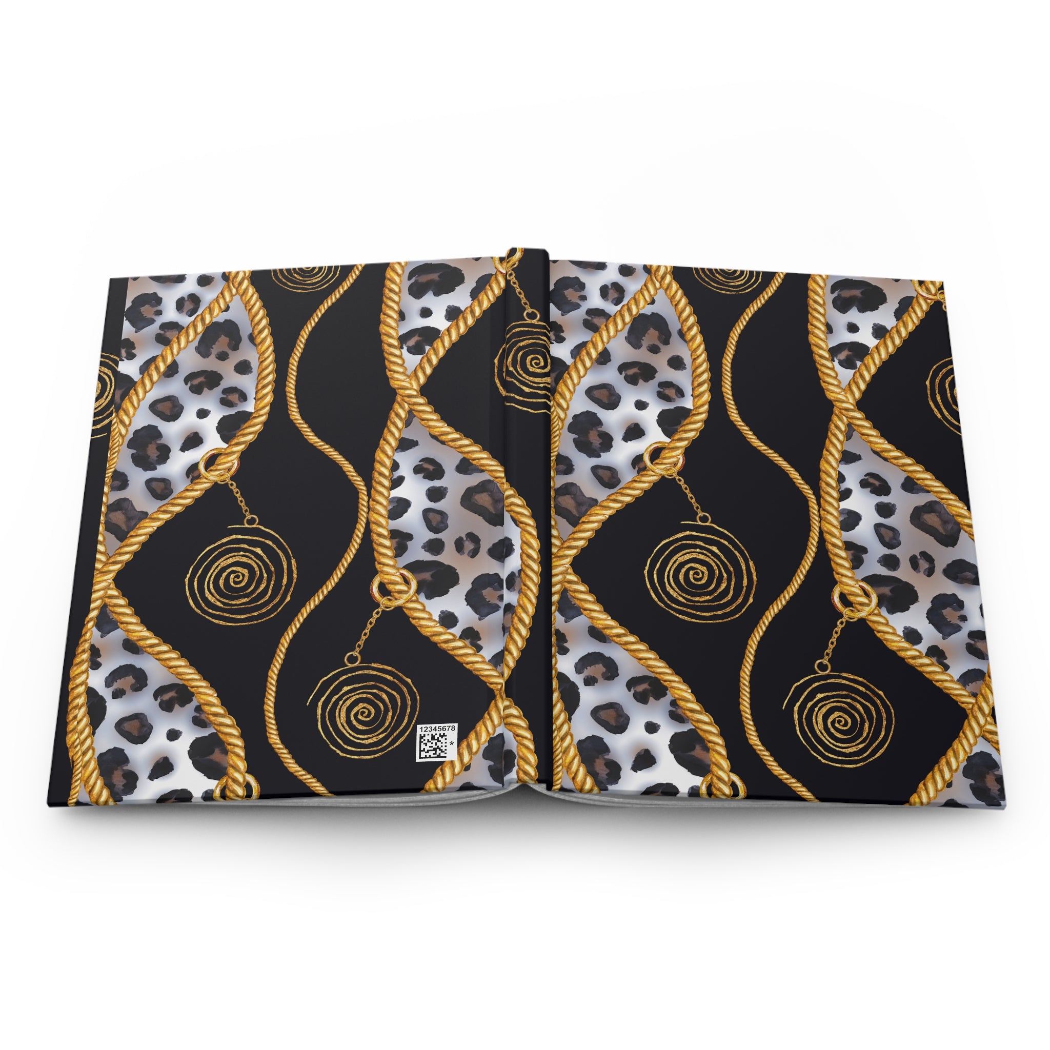 Leopard Rope & Gold Pendant Hardcover Journal — Lined Notebook