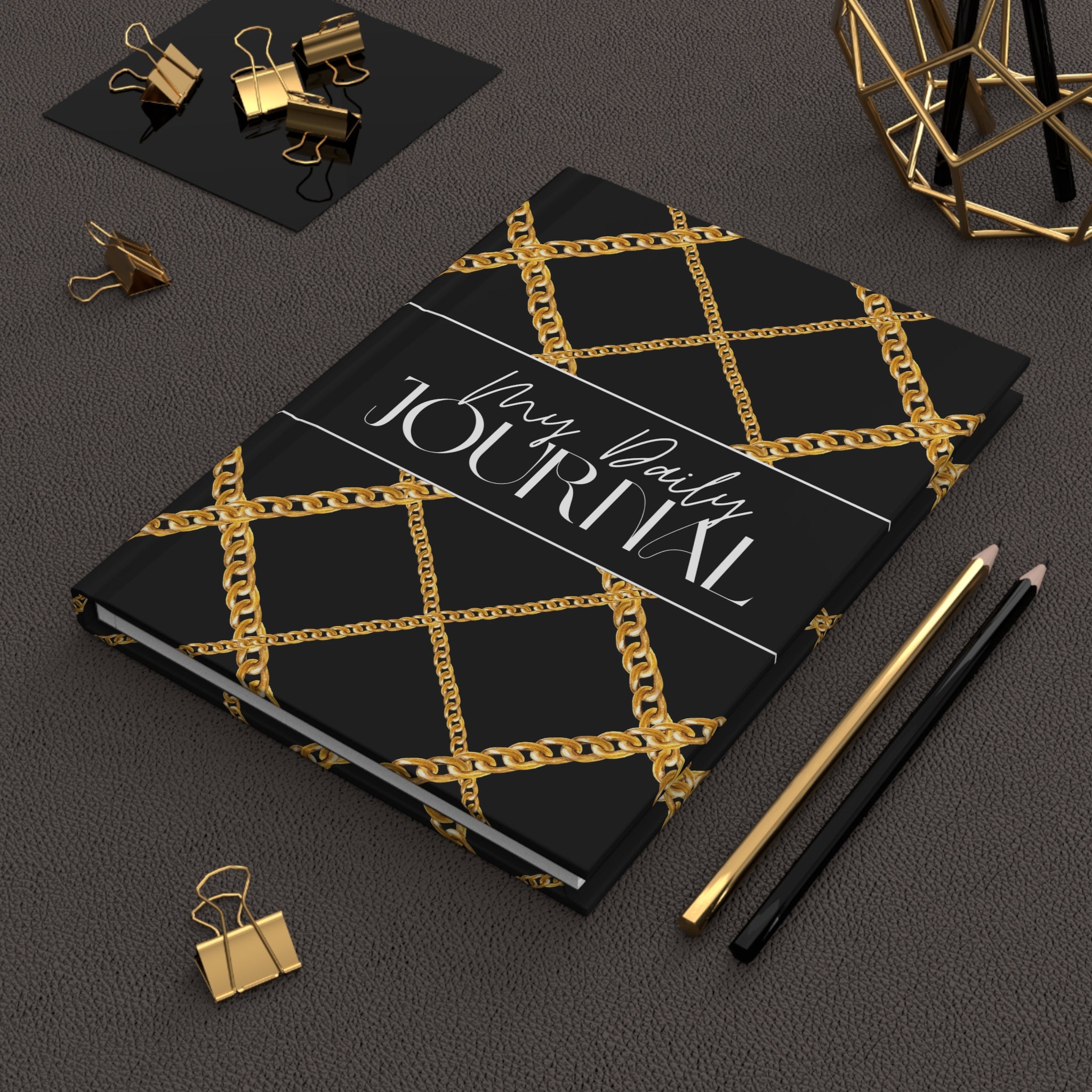 My Daily Journal — Gold Chain Pattern Hardcover Journal