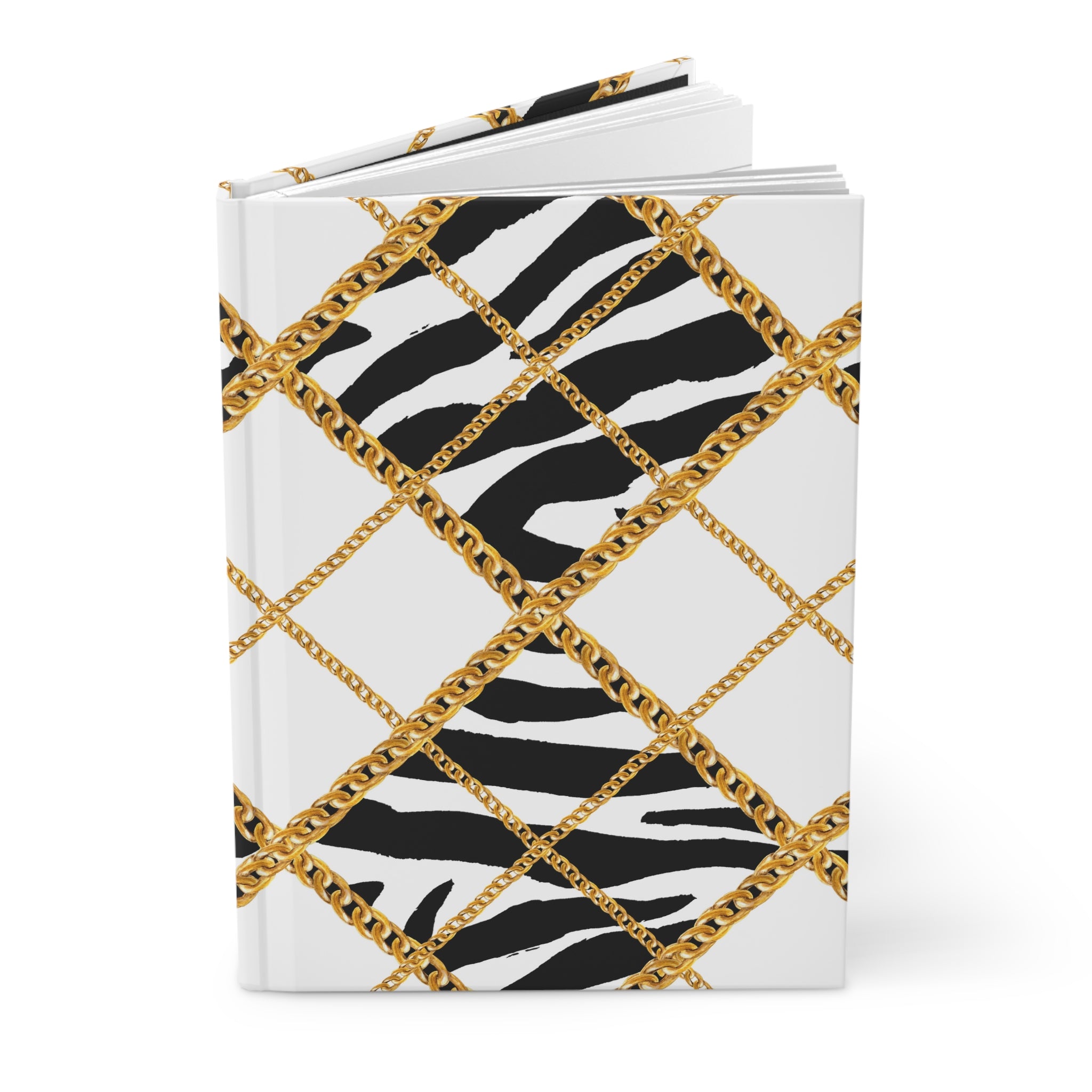 Zebra Chain Pattern Hardcover Journal — Lined Notebook for Chic Notes & Gifts by Printify