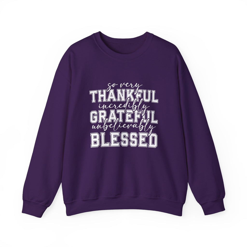 Thankful Grateful Blessed Crewneck Sweatshirt by Printify