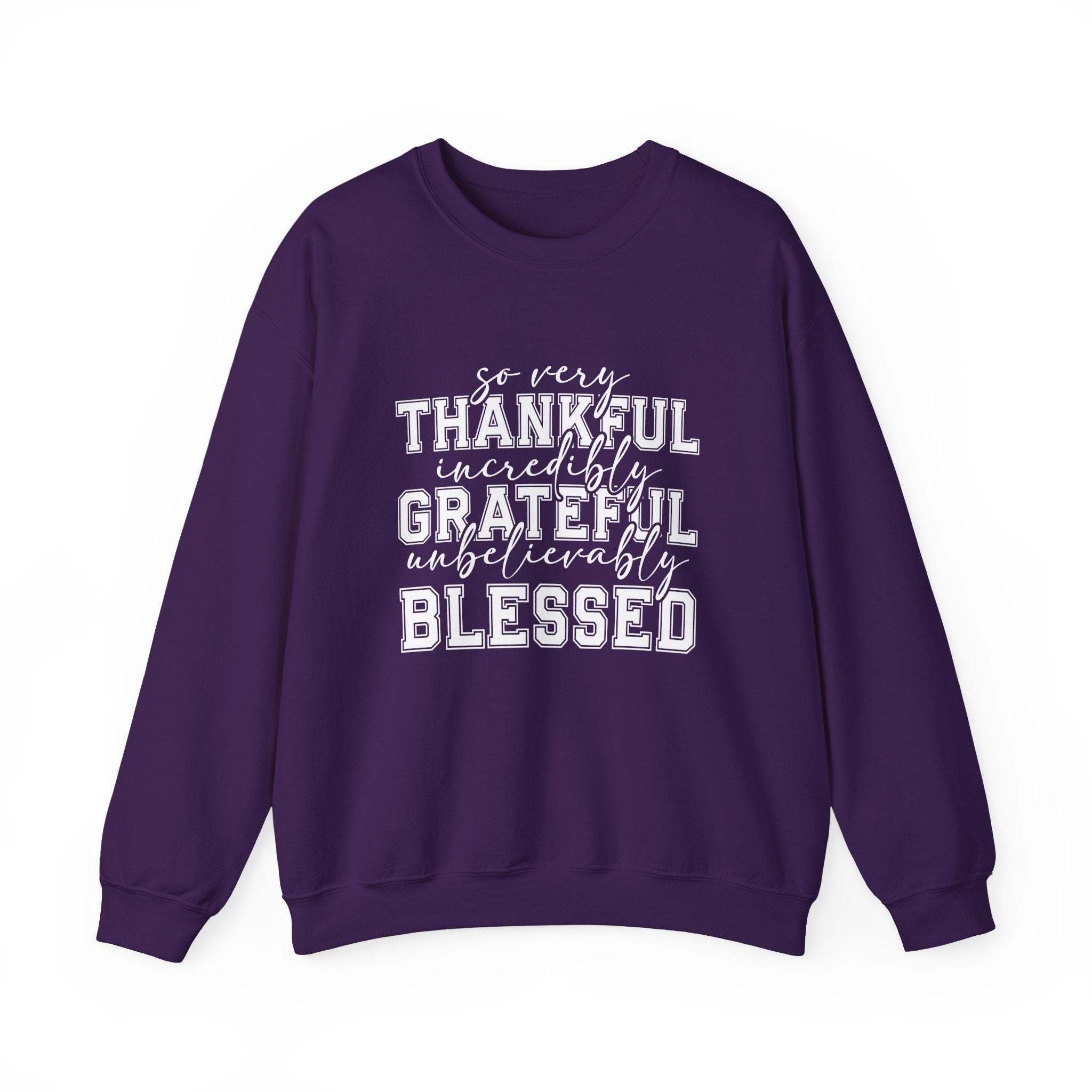 Thankful Grateful Blessed Crewneck Sweatshirt by Printify