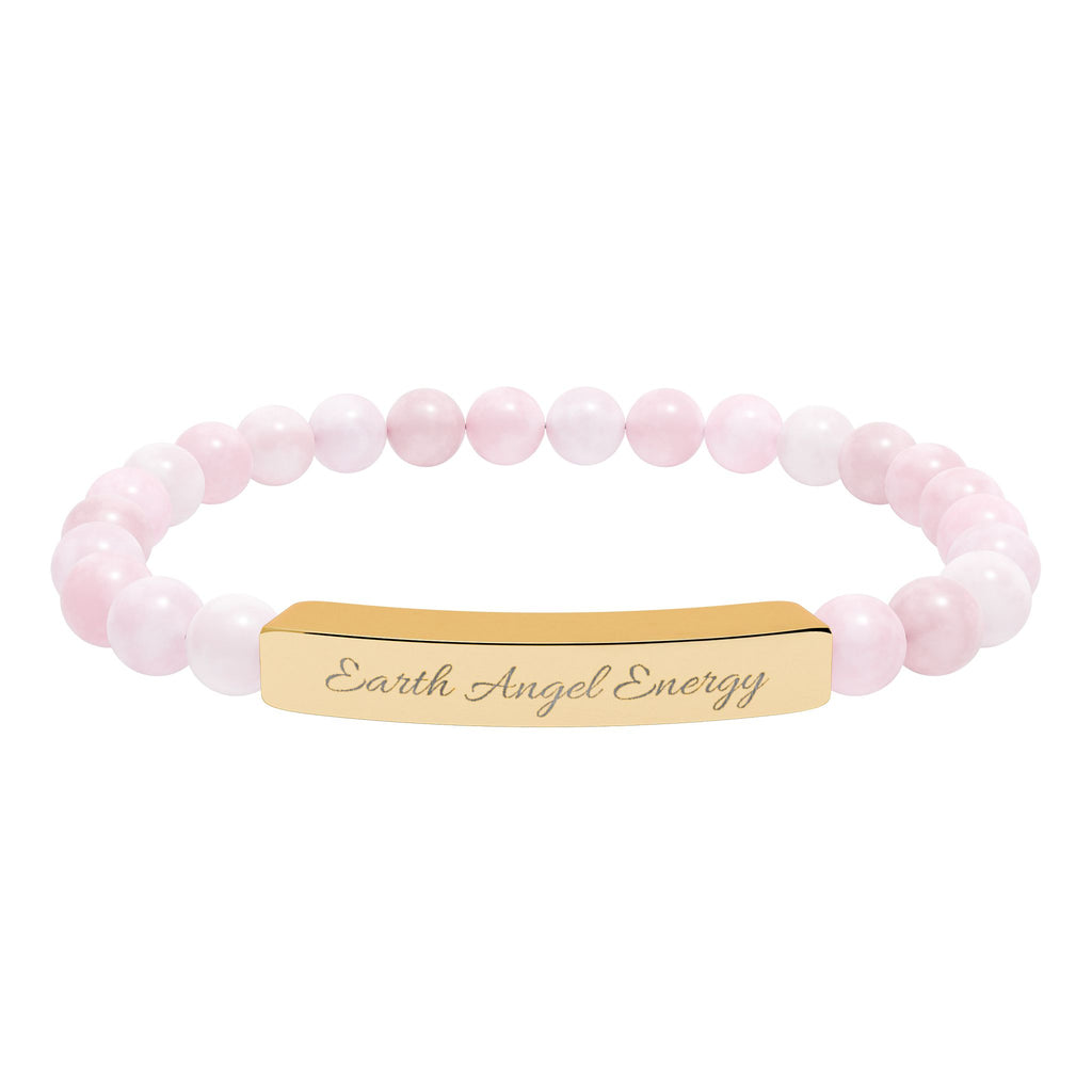 Engravable Natural Stone Bead Bracelet — Personalized Bar Stretch Bracelet by Printify