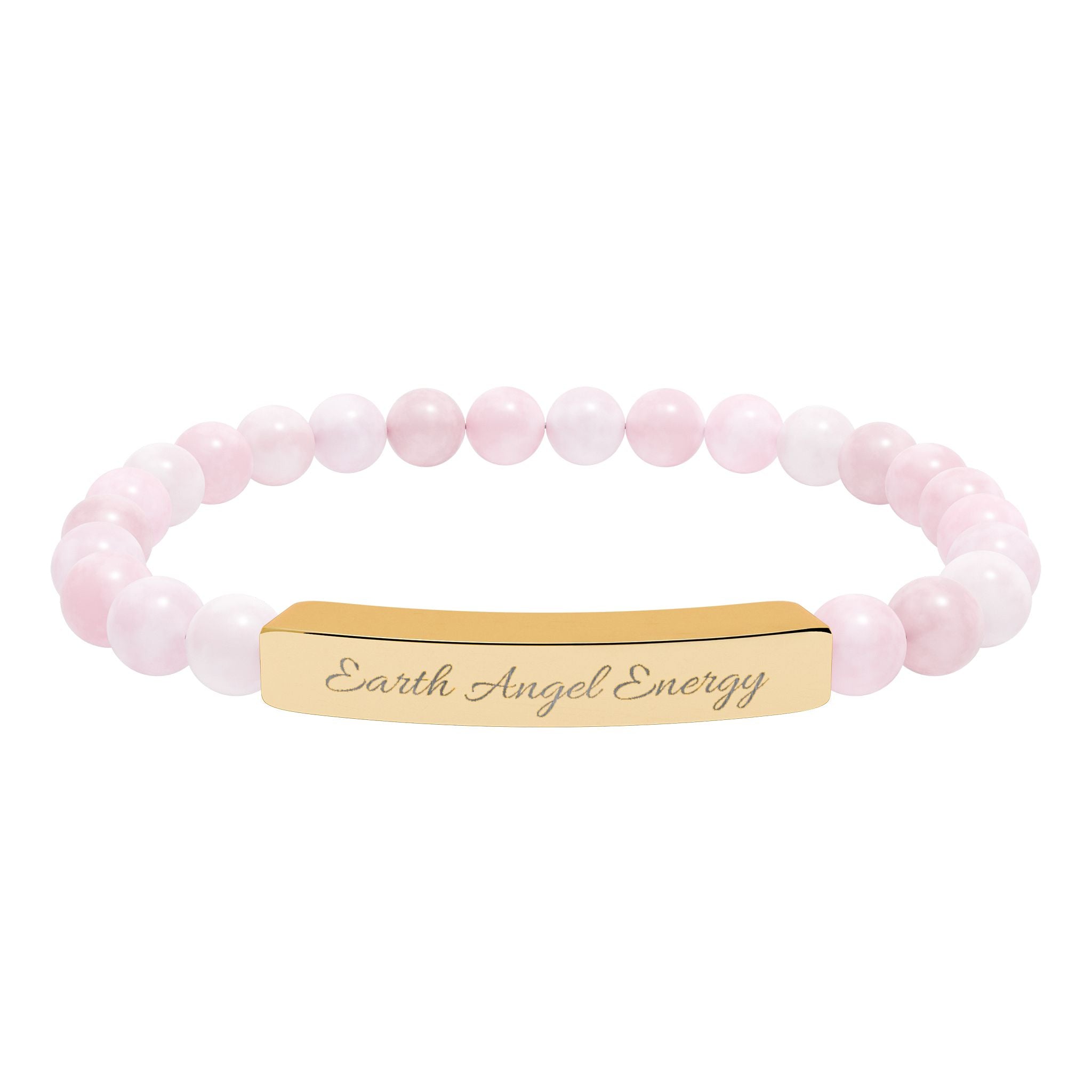 Engravable Natural Stone Bead Bracelet — Personalized Bar Stretch Bracelet by Printify