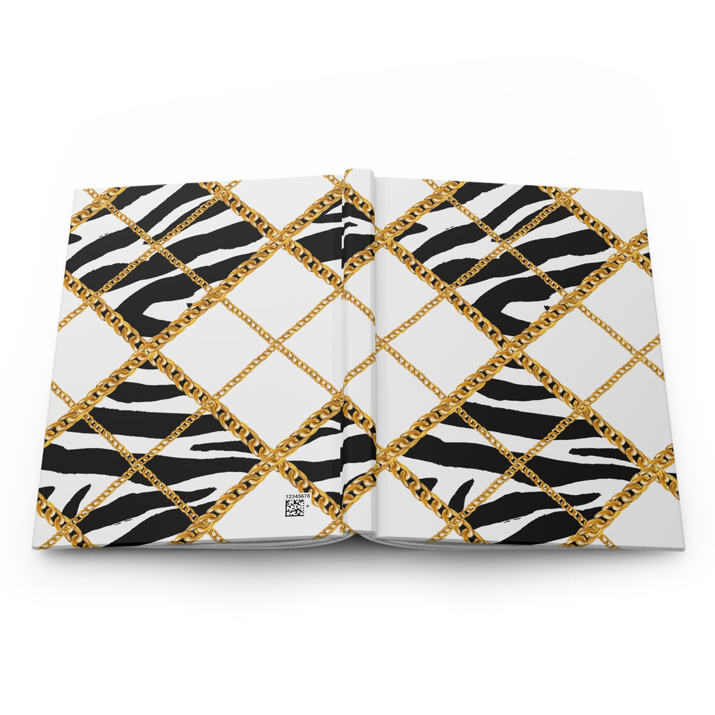 Zebra Chain Pattern Hardcover Journal — Lined Notebook for Chic Notes & Gifts by Printify