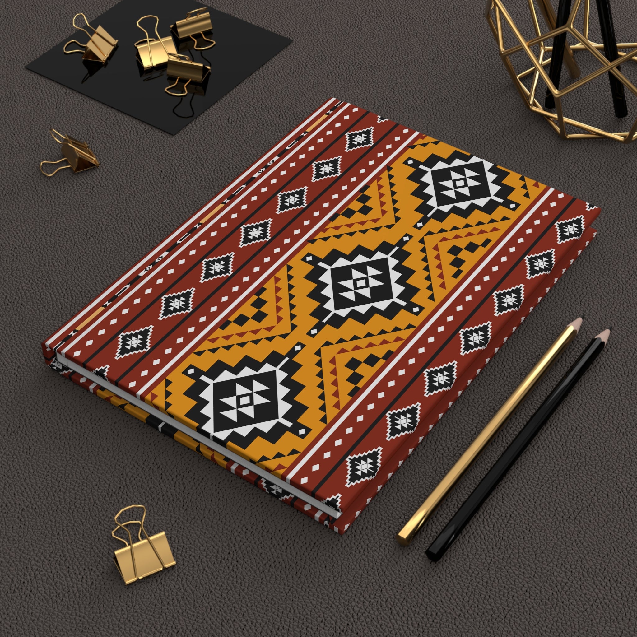 Southwest Geometric Hardcover Journal — Lined Notebook with Tribal Aztec Pattern