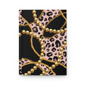 Gold Chain & Pink Leopard Hardcover Journal — Lined Matte Notebook