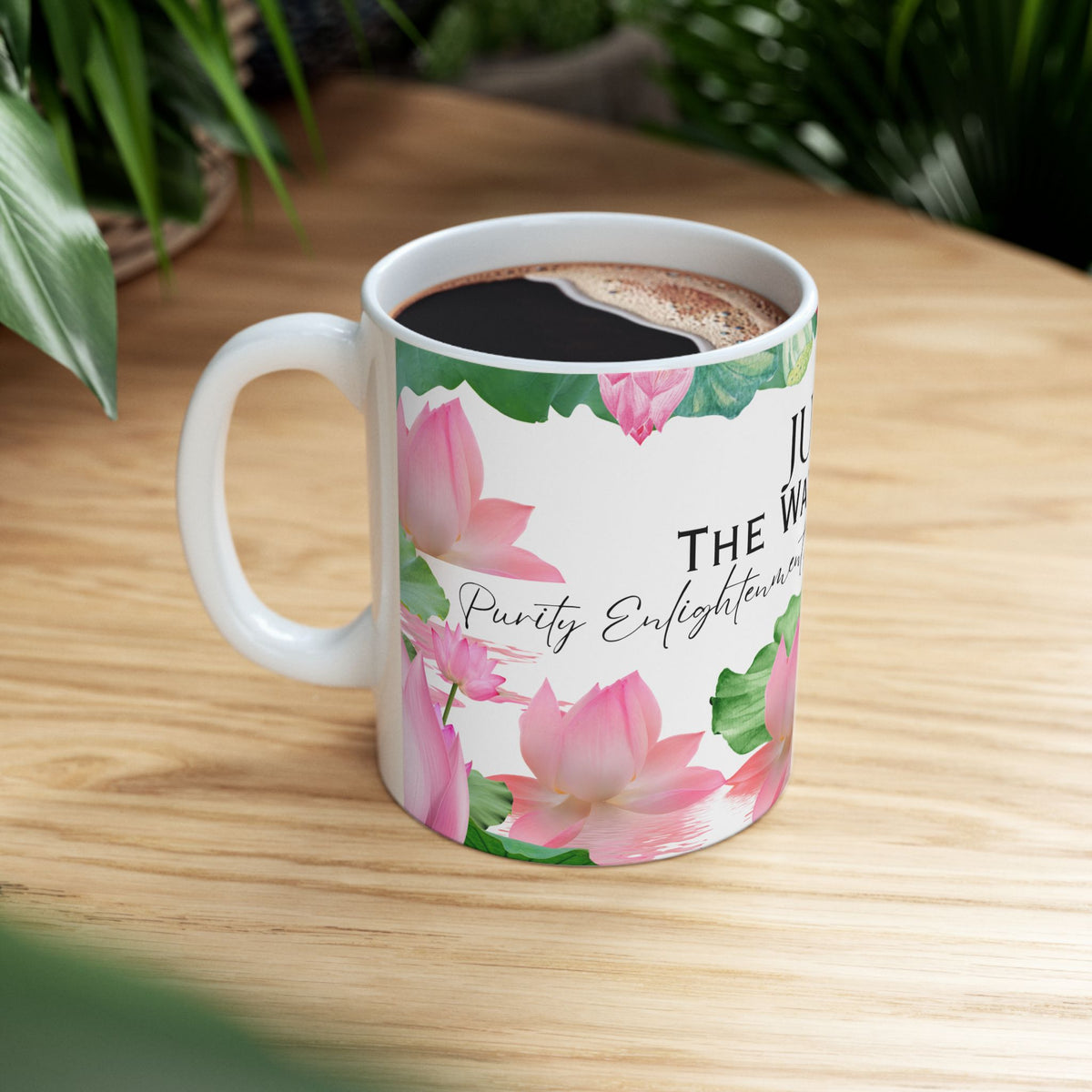 July Water Lily Ceramic Mug — Zodiac Flower Birth Month Coffee Cup by Printify