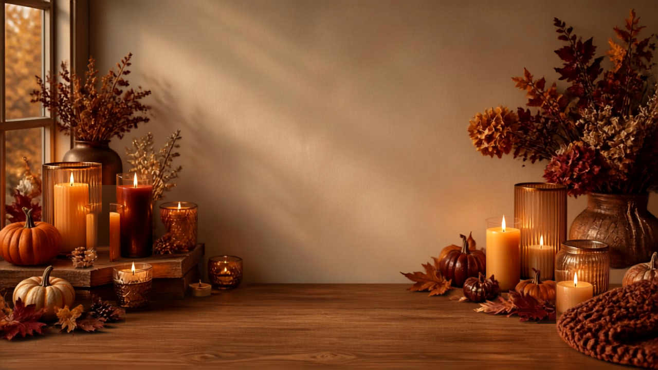 Thanksgiving Zoom Background Bundle – 16 Cozy Fall Virtual Backdrops by Zen Angel Den