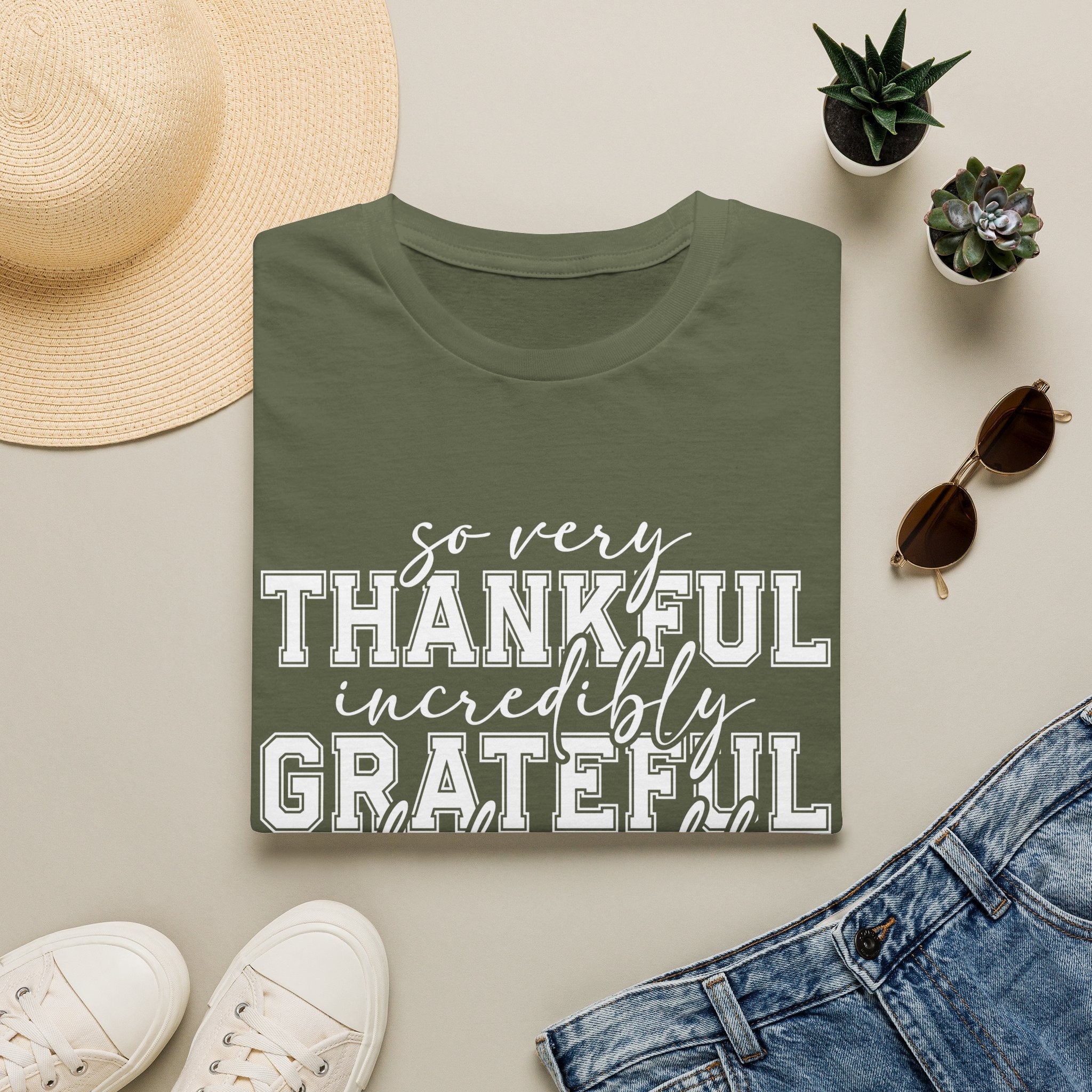 So Very Thankful Incredibly Grateful Blessed T-Shirt by Printify