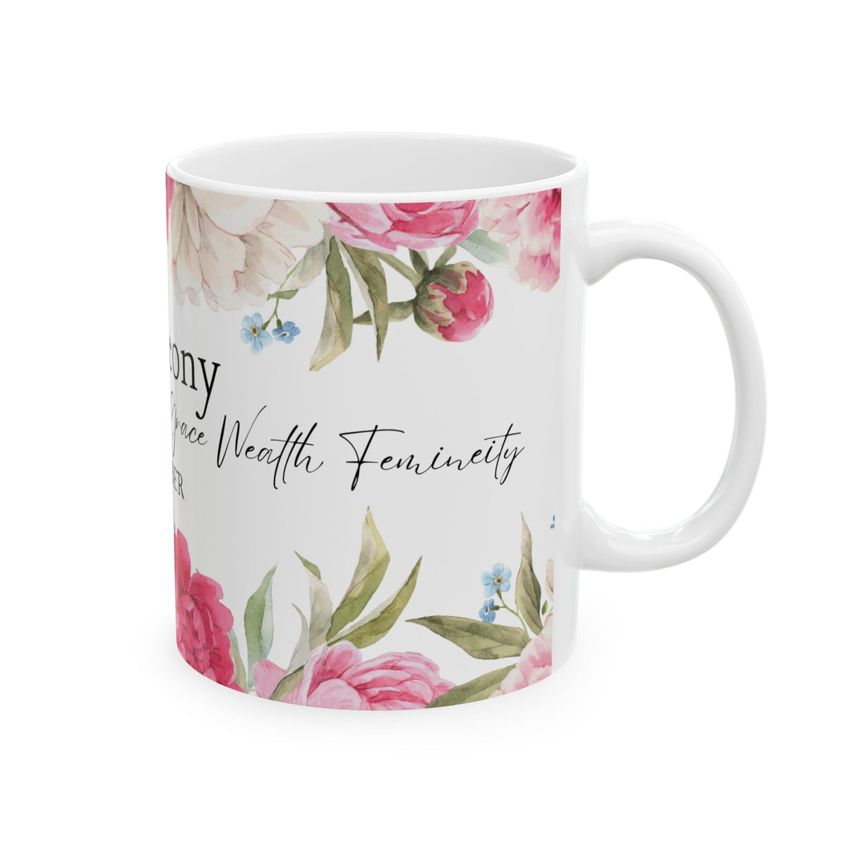 Peony Birth Flower Mug — November Floral Ceramic Coffee Cup (11oz/15oz) by Printify