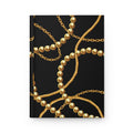 Hardcover Journal — Black & Gold Chain Pattern Lined Notebook