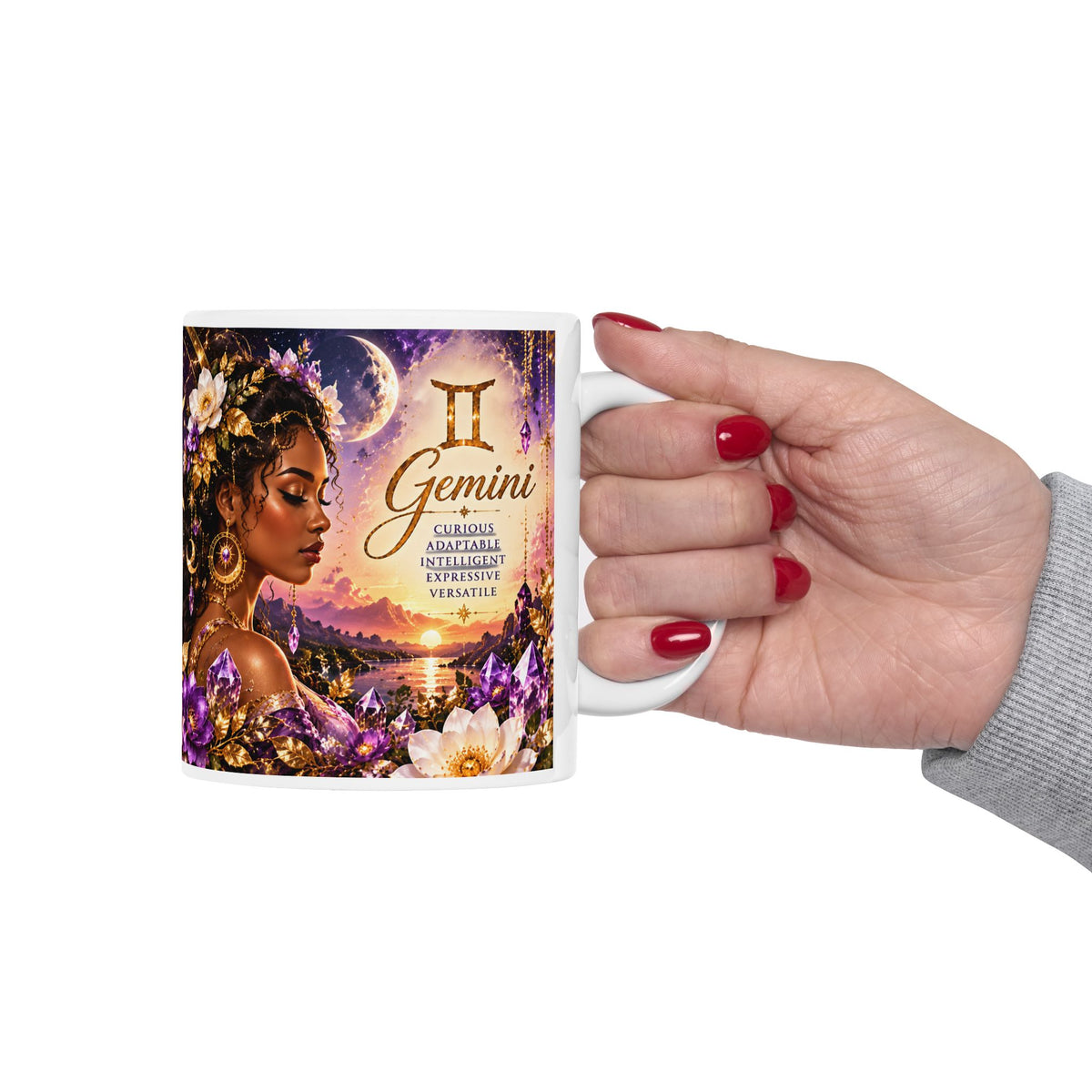 Gemini Astrology Mug — Zodiac Sign Ceramic Coffee Cup with Inspirational Poem by Printify