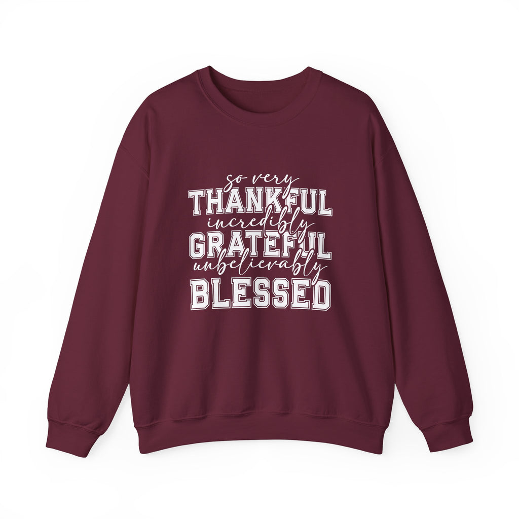 Thankful Grateful Blessed Crewneck Sweatshirt by Printify