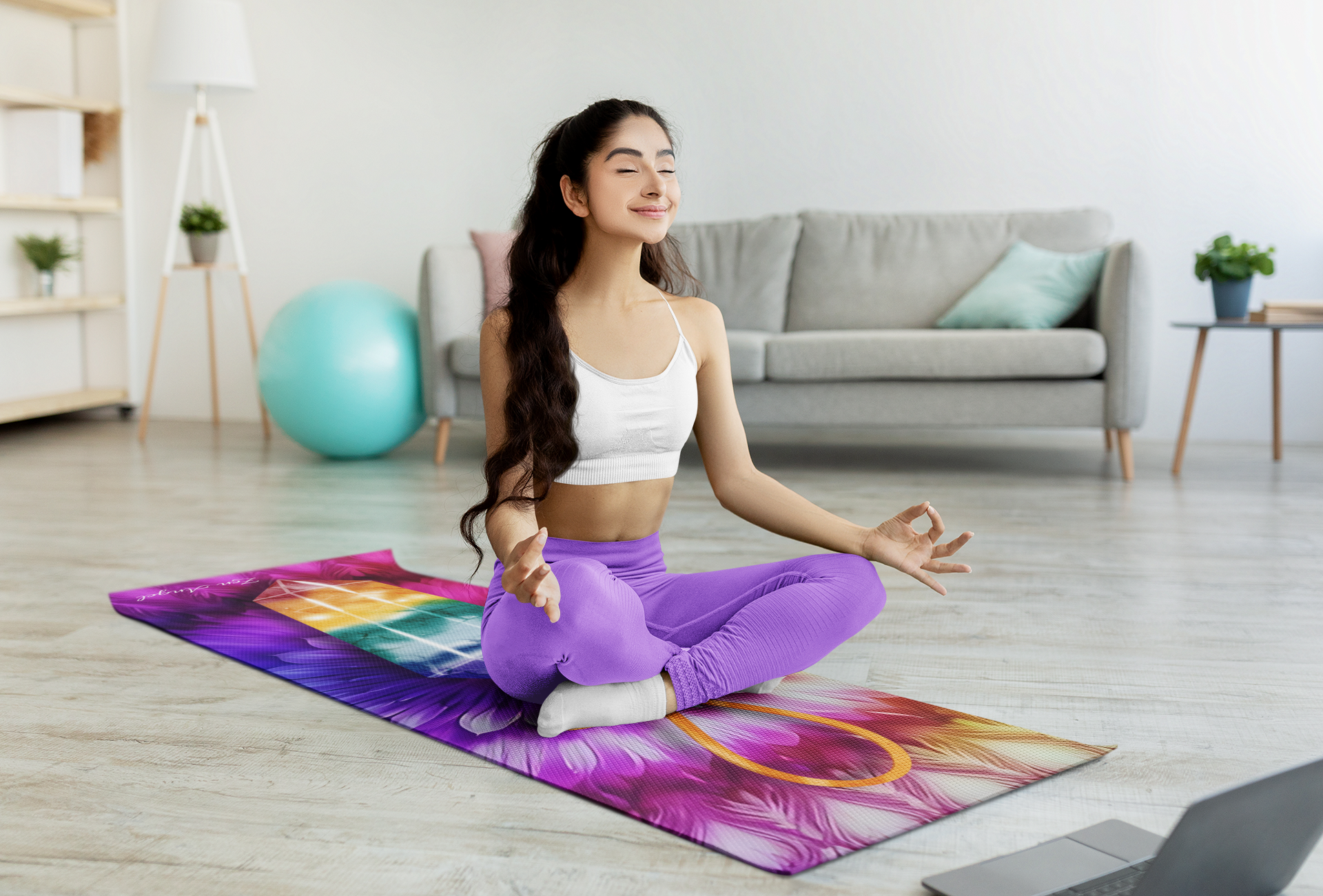 Vibrant Rubber Yoga Mat with Crystal Design, Eco-Friendly Exercise, Meditation, Yoga Gift, Home Decor, Colorful Workout Mat, Unique [...]