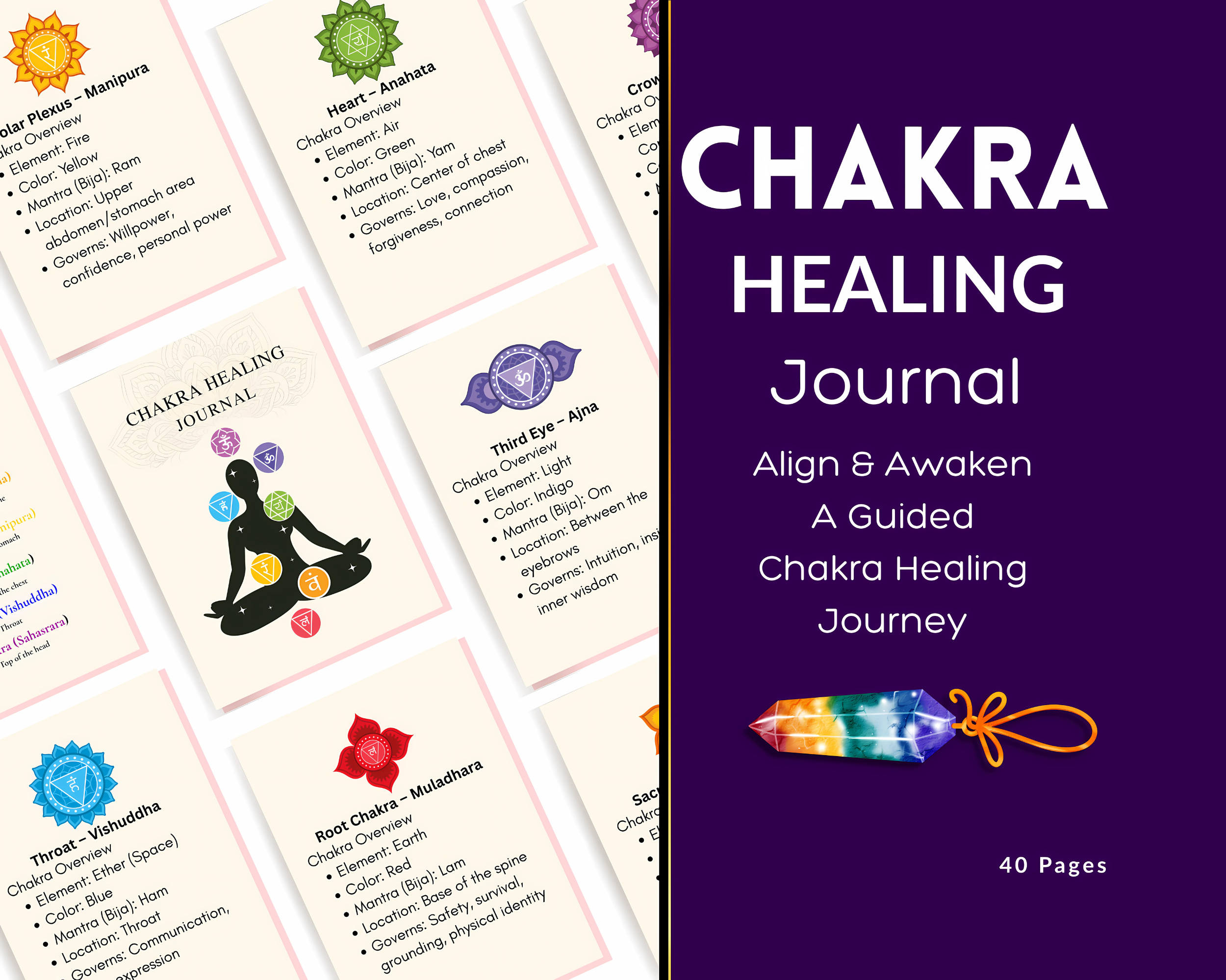 Chakra Healing Journal Canva Template & PDF | Editable Spiritual Wellness Journal