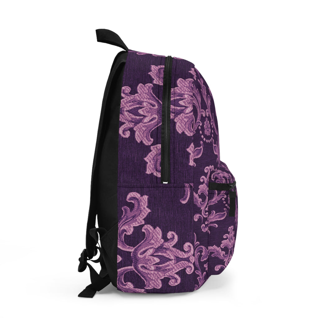 Elegant Floral Backpack | Chic School Bag, Stylish Travel Accessory, Gift for Her, Unique Design, Purple Pattern