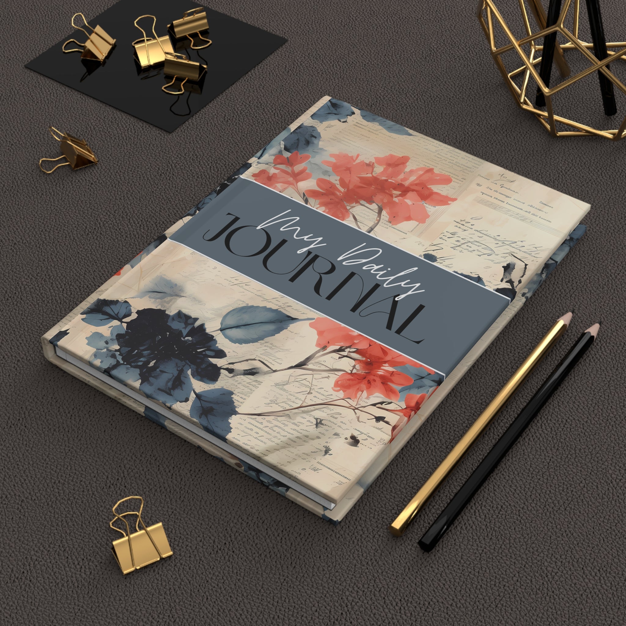 Daily Floral Journal — Lined Hardcover Notebook