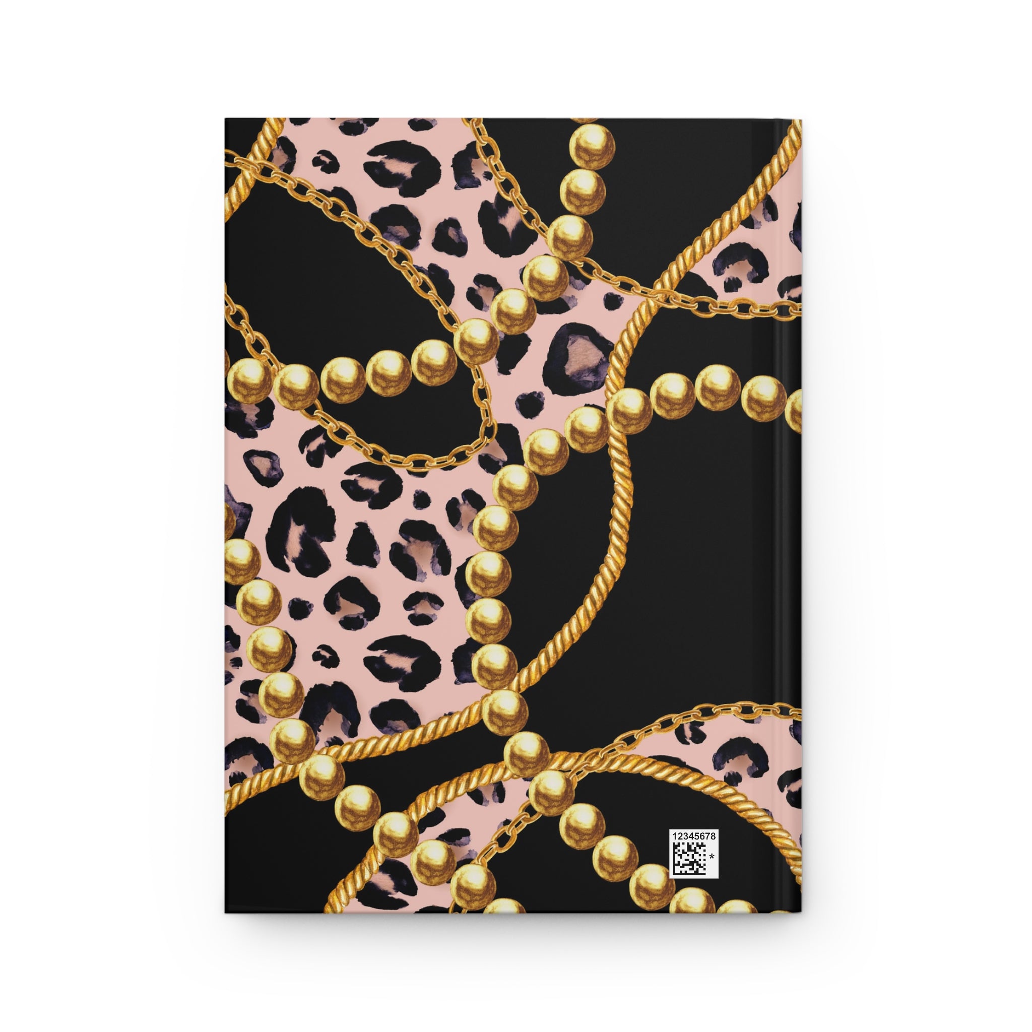 Gold Chain & Pink Leopard Hardcover Journal — Lined Matte Notebook