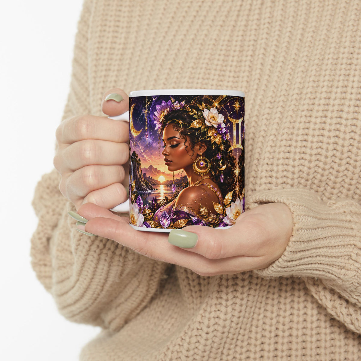 Gemini Astrology Mug — Zodiac Sign Ceramic Coffee Cup with Inspirational Poem by Printify