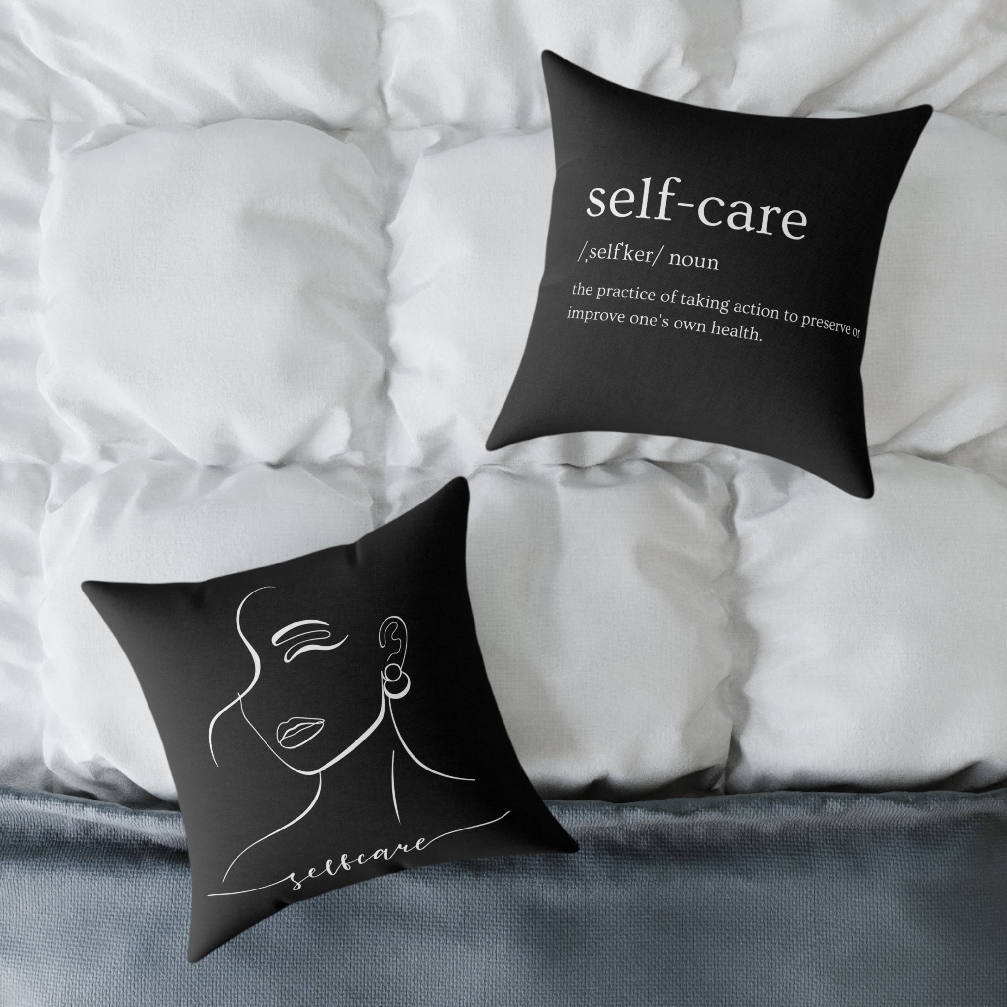 Chic Self-Care Pillow - Modern Decor, Cozy Home Accent, Gift for Wellness Lovers, Affirmation Decor, Inspirational Cushion