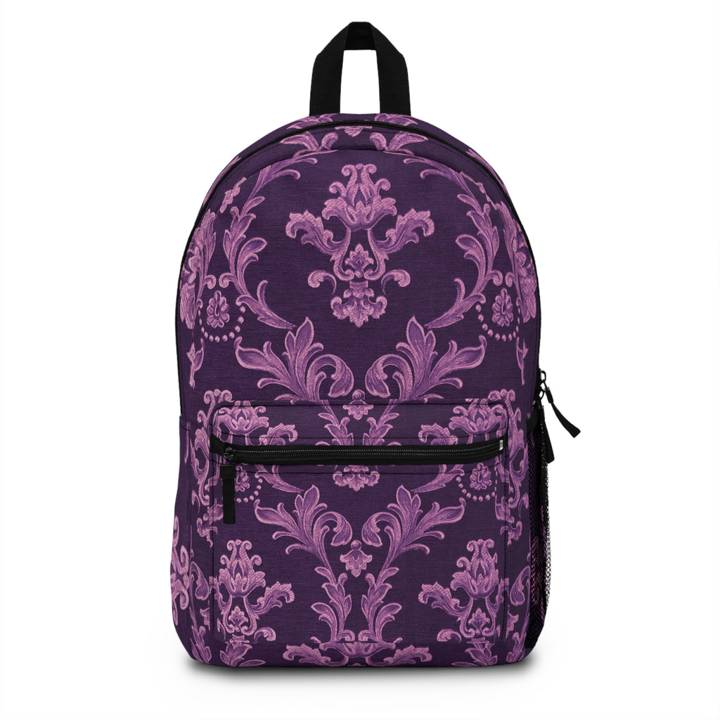 Elegant Floral Backpack | Chic School Bag, Stylish Travel Accessory, Gift for Her, Unique Design, Purple Pattern