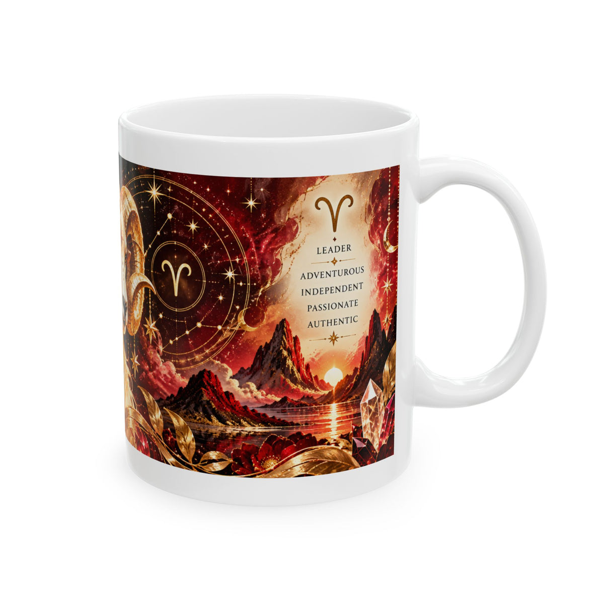 Aries Zodiac Mug – Golden Ram Ceramic Coffee Cup (11oz & 15oz) by Printify
