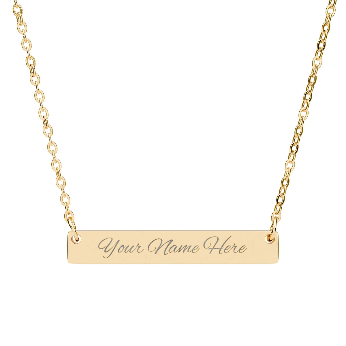 Personalized Name Bar Necklace | Engraved Horizontal Pendant by Printify