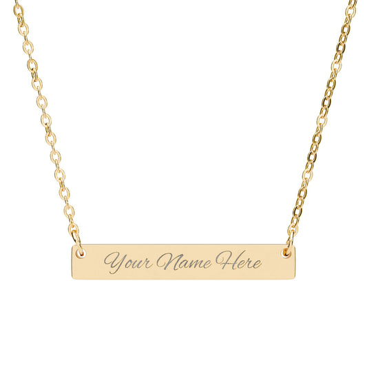 Personalized Name Bar Necklace | Engraved Horizontal Pendant by Printify