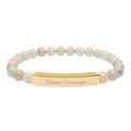 Engravable Natural Stone Bar Bracelet — Stretch Beaded Bracelet with Personalized Bar (‘Always Forever’ engraving) by Printify