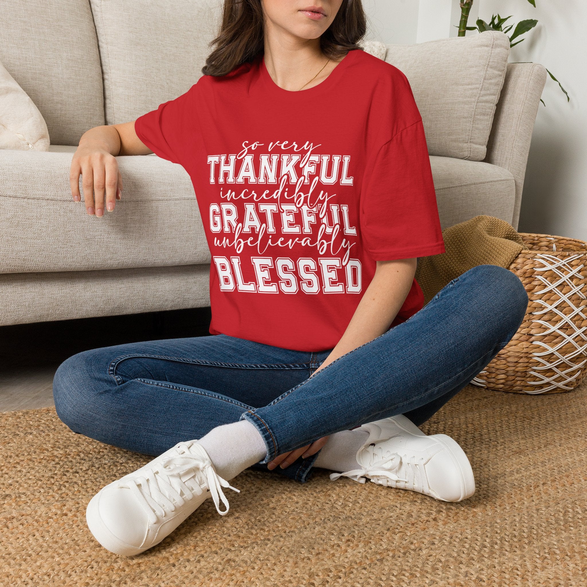 So Very Thankful Incredibly Grateful Blessed T-Shirt by Printify