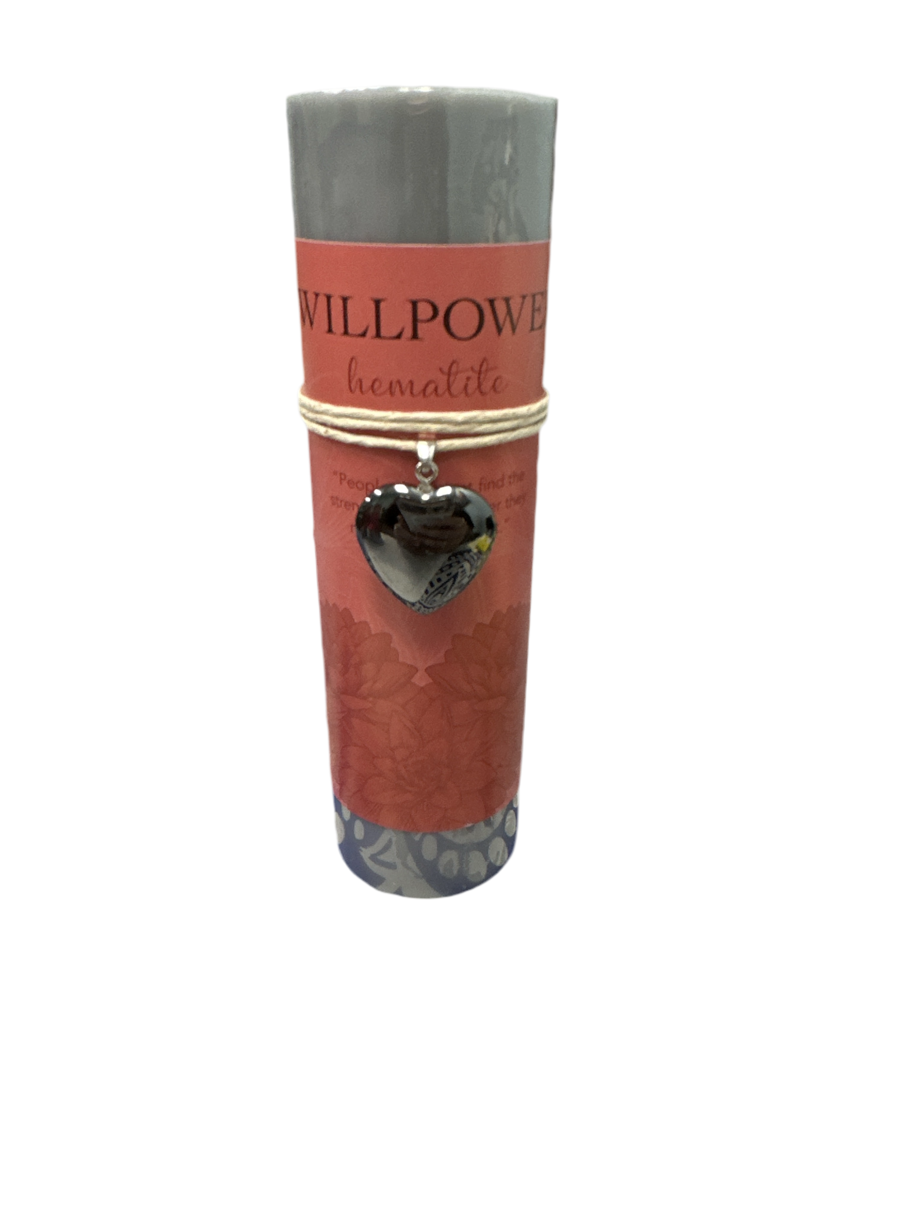 Heart energy pendant candle - willpower / hematite